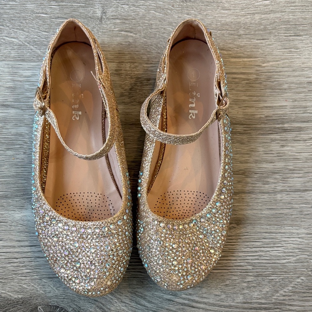 Link Kids Shimmering Gold Dress Shoes